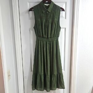 Elegant Green Sleeveless Midi Dress